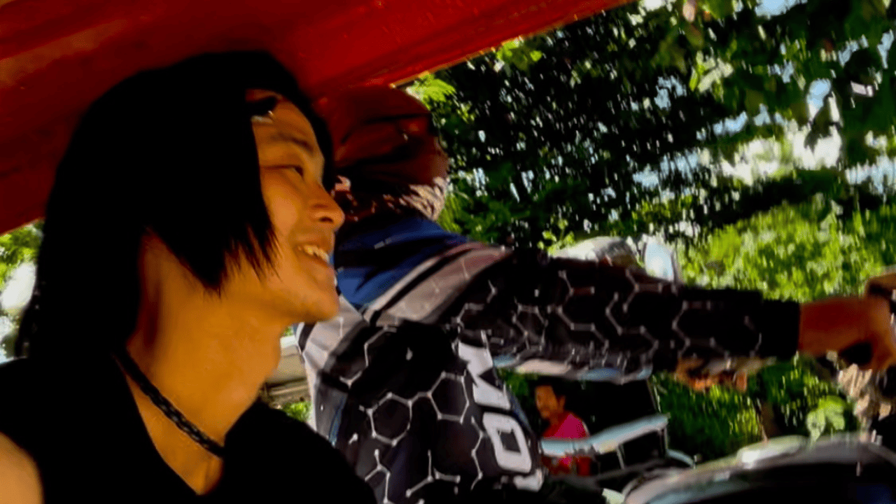 riding a trycicle