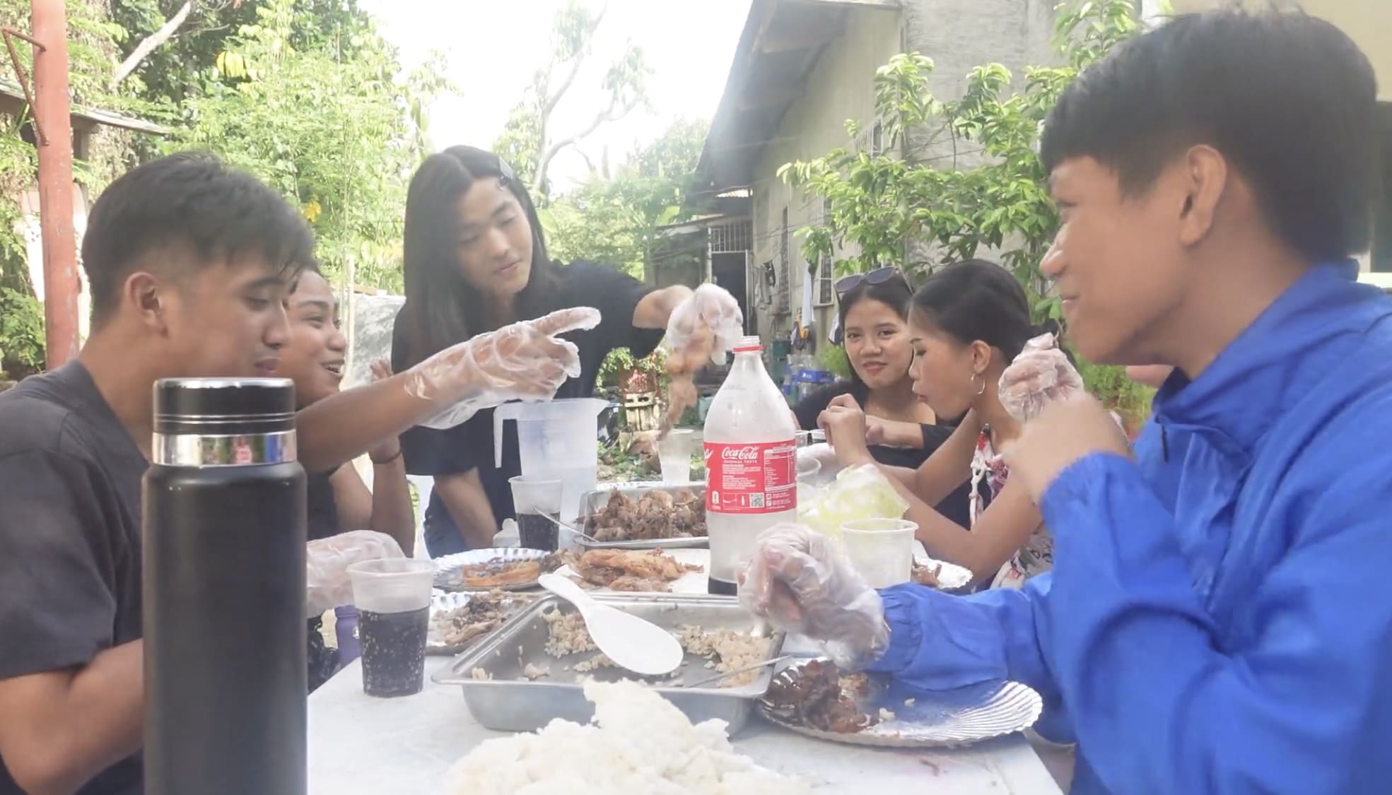 everyone enjoying eating.