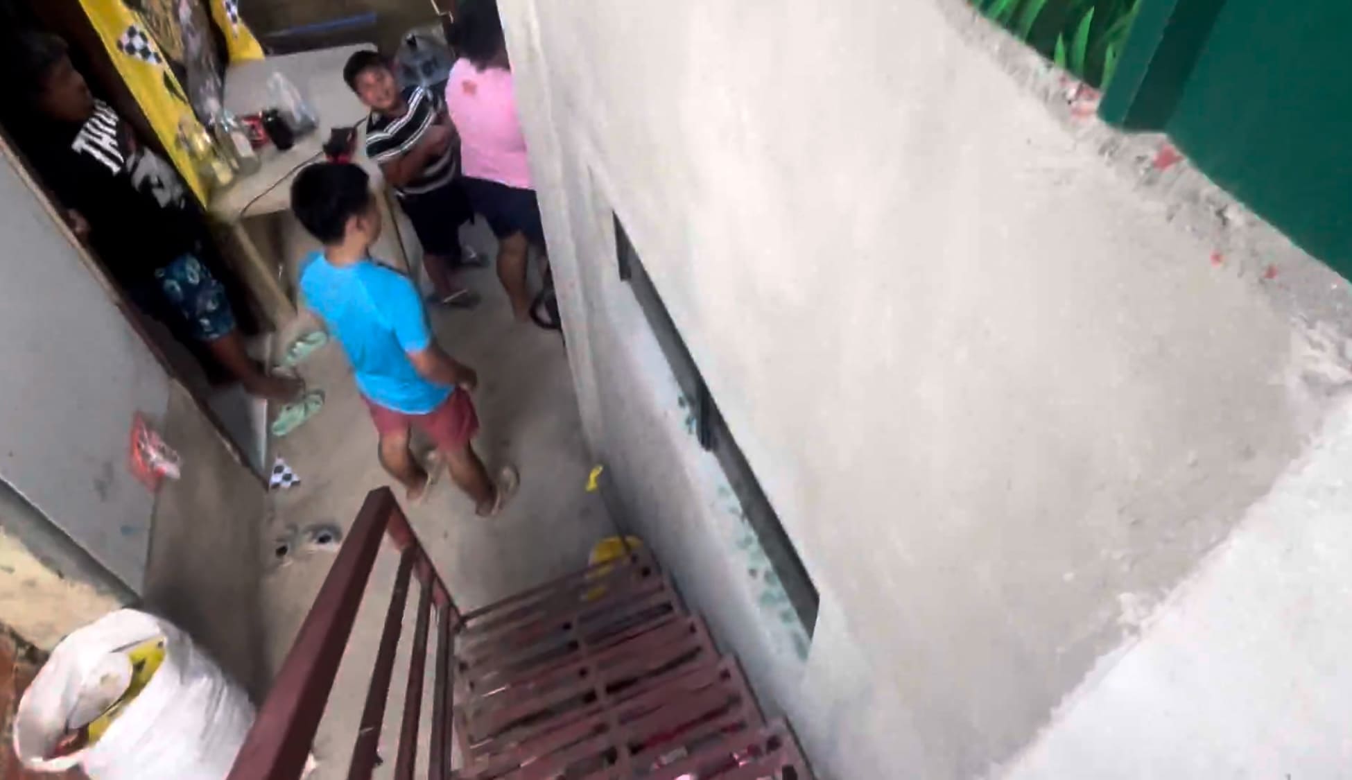going down the stairs