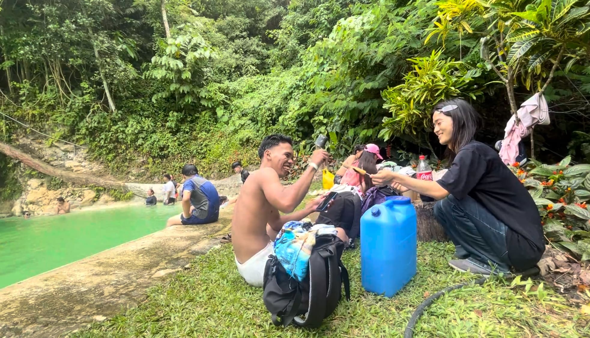 sharing food at Coal Mountain Resort in Argao
