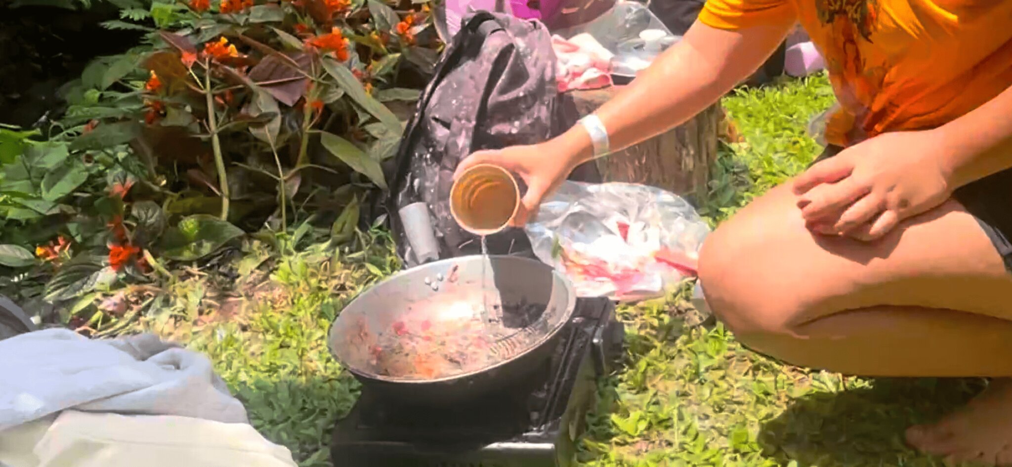 Fish balls cooking in a pan of water at Coal Mountain Resort, Argao