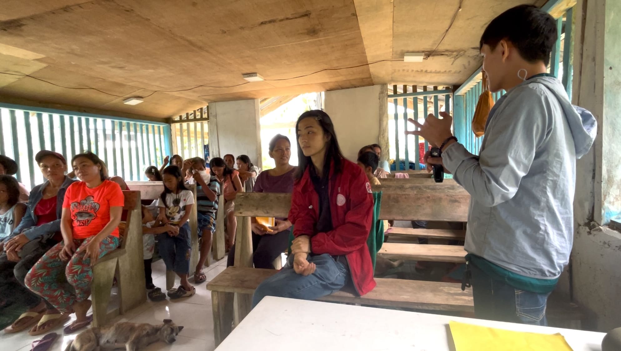 Farmers gathering inside a chapel in Barangay Amancion, Catmon