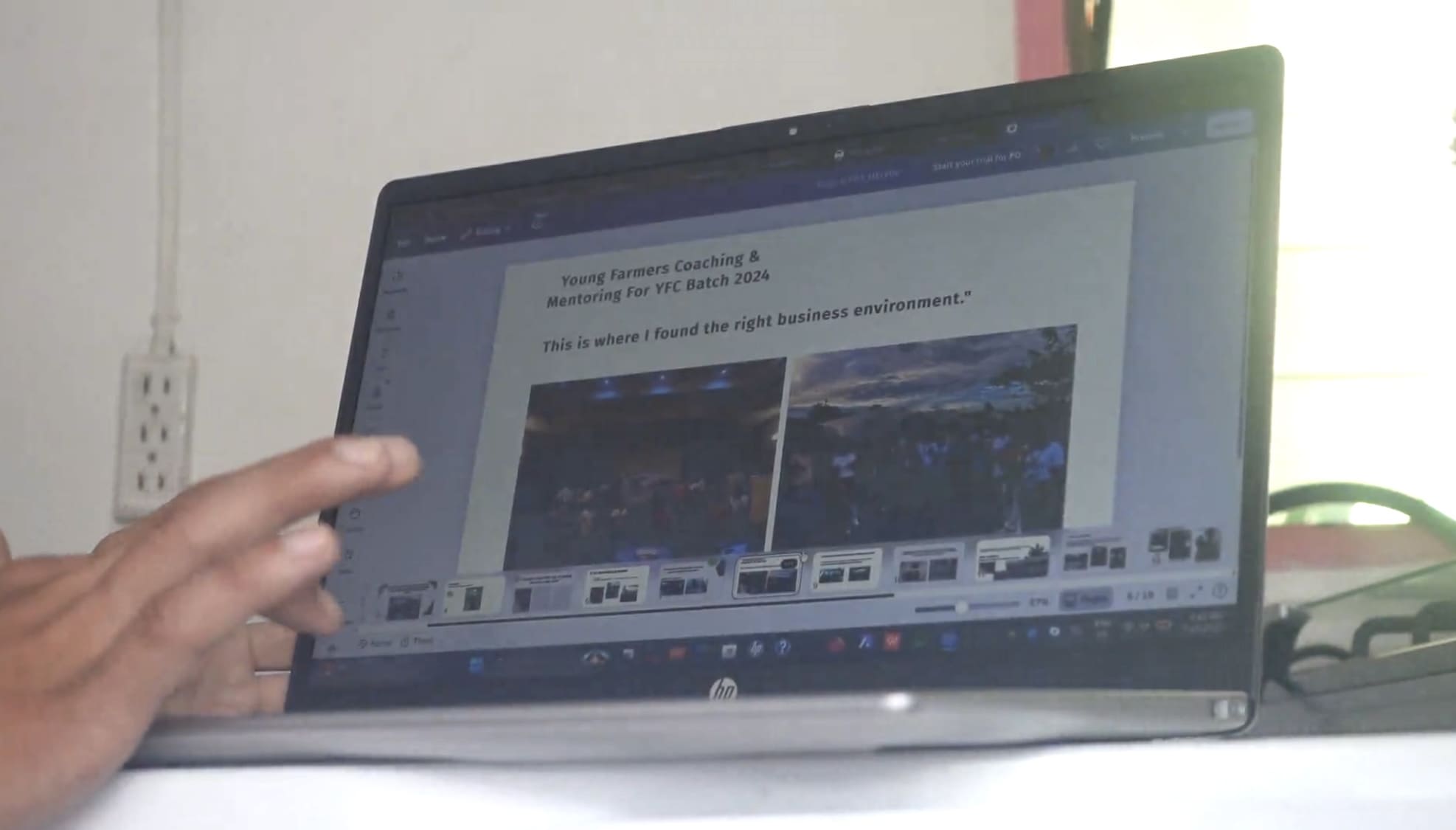Person using a laptop during a small business operation