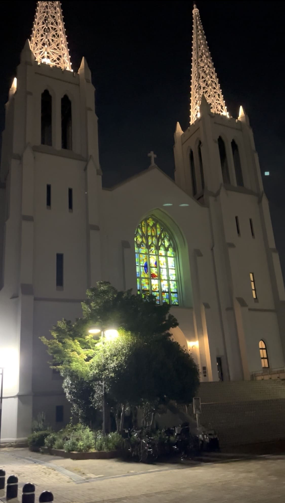 Nunoike Church in Nagoya at night with a quiet atmosphere outside
